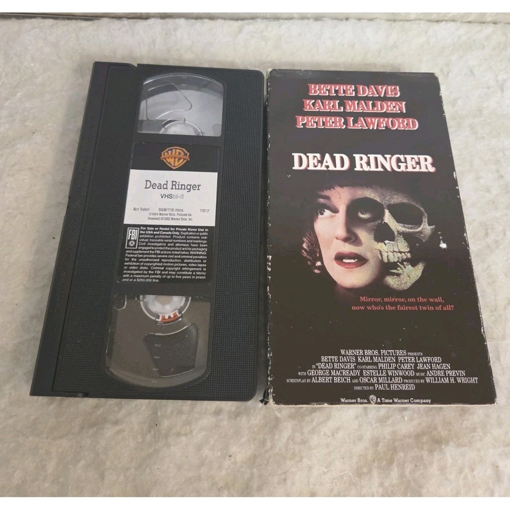 Dead Ringer VHS Blockbuster Rental Bette Davis Horror slipsleeve VCR video tape